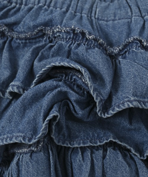 CALMIA(カルミア)の「デニムフリルキュロットパンツ(80~130cm)(デニムパンツ・キッズ・ブラック/ライトブルー・90/100/110/120/80/130/95)」の6枚目の写真