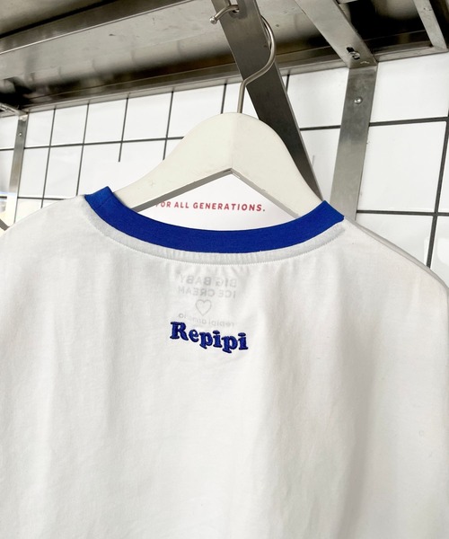 repipi armario(レピピ アルマリオ)の「【BIG BABY ICE CREAM】テンシャリンガーTシャツ【接触冷感】(Tシャツ/カットソー・キッズ・ホワイト×レッド/ホワイト×ブルー/サックスブルー・MEDIUM/LARGE)」の7枚目の写真
