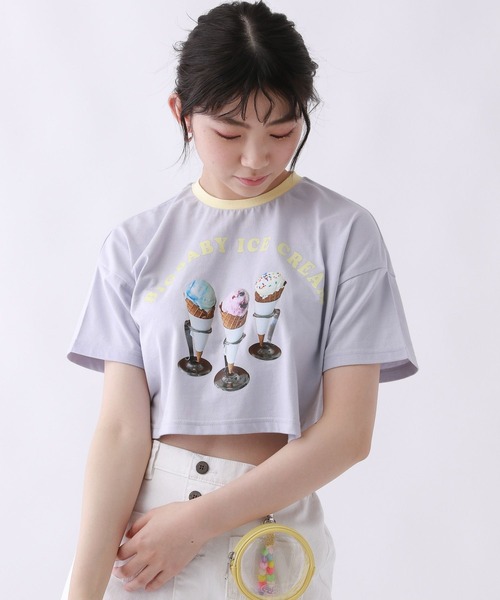 repipi armario(レピピ アルマリオ)の「【BIG BABY ICE CREAM】テンシャリンガーTシャツ【接触冷感】(Tシャツ/カットソー・キッズ・ホワイト×レッド/ホワイト×ブルー/サックスブルー・MEDIUM/LARGE)」の17枚目の写真
