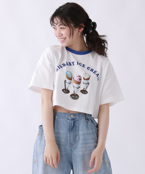repipi armario(レピピ アルマリオ)の「【BIG BABY ICE CREAM】テンシャリンガーTシャツ【接触冷感】(Tシャツ/カットソー・キッズ・ホワイト×レッド/ホワイト×ブルー/サックスブルー・MEDIUM/LARGE)」の21枚目の写真