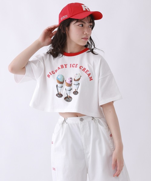repipi armario(レピピ アルマリオ)の「【BIG BABY ICE CREAM】テンシャリンガーTシャツ【接触冷感】(Tシャツ/カットソー・キッズ・ホワイト×レッド/ホワイト×ブルー/サックスブルー・MEDIUM/LARGE)」の11枚目の写真