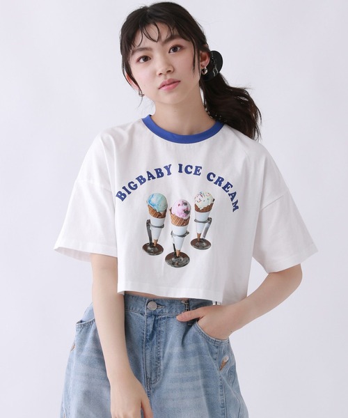 repipi armario(レピピ アルマリオ)の「【BIG BABY ICE CREAM】テンシャリンガーTシャツ【接触冷感】(Tシャツ/カットソー・キッズ・ホワイト×レッド/ホワイト×ブルー/サックスブルー・MEDIUM/LARGE)」の20枚目の写真