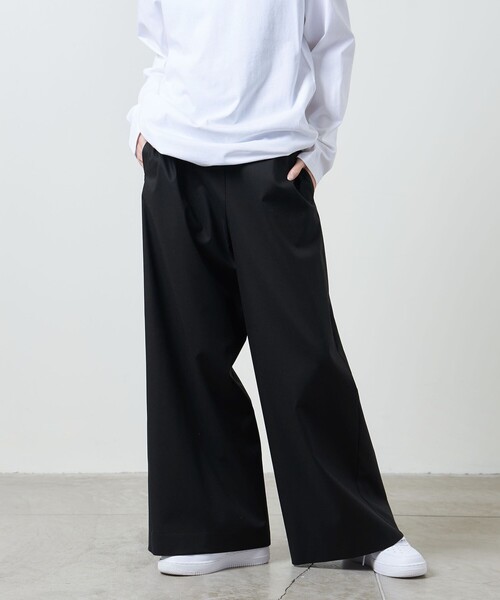 【MARW UNITED ARROWS】ギャバワイドパンツ 38 ブラック MARW UNITED ARROWS（マルゥ ユナイテッドアローズ）の「＜MARW