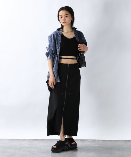 JEANASIS(ジーナシス)の「コードレースニットブラTOP/115358(タンクトップ・レディース・オフホワイト/ブラック/オレンジ系その他・FREE)」の4枚目の写真