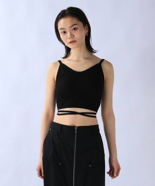 JEANASIS(ジーナシス)の「コードレースニットブラTOP/115358(タンクトップ・レディース・オフホワイト/ブラック/オレンジ系その他・FREE)」の6枚目の写真