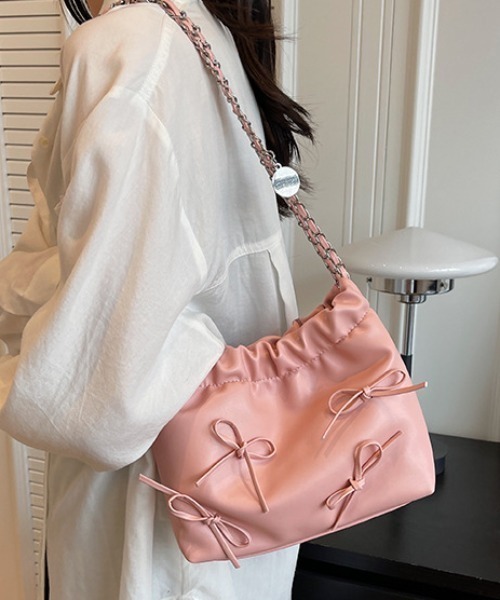 リボン付きチェーンショルダーバッグ（ショルダーバッグ）｜mebole