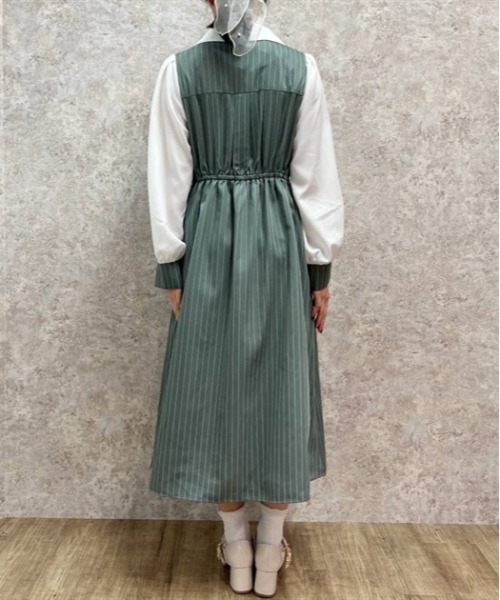 axes femme（アクシーズファム）の「襟刺繍ストライプワンピース