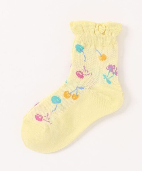 HAKKA KIDS(ハッカキッズ)の「カラフルチェリー柄ソックス(ソックス/靴下・キッズ・イエロー/ピンク・S/M)」の1枚目の写真