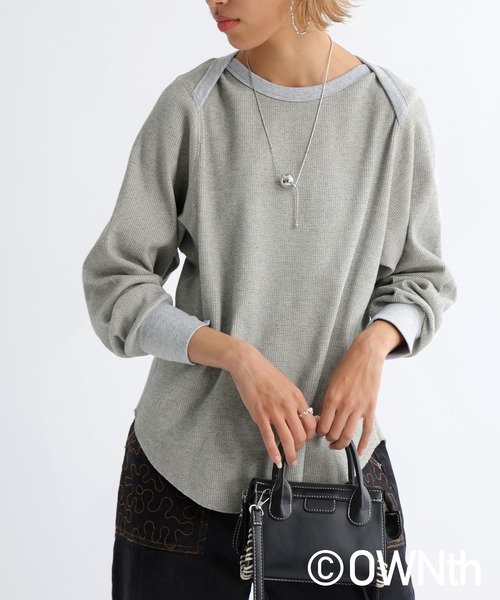 OWNth(オンス)の「ラップショルダーワッフルプルオーバー(Tシャツ/カットソー・レディース・杢グレー/ブラック系その他・R/P)」の11枚目の写真
