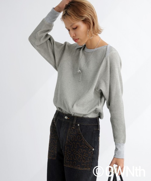 OWNth(オンス)の「ラップショルダーワッフルプルオーバー(Tシャツ/カットソー・レディース・杢グレー/ブラック系その他・R/P)」の12枚目の写真