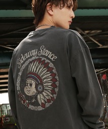 【SIDEWAY STANCE】ピグメント加工 オリジナルプリント 長袖Tシャツ