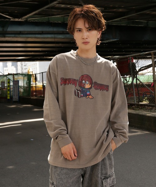 SIDEWAY STANCE（サイドウェイスタンス）の「【SIDEWAY STANCE】ピグメント加工 オリジナルプリント 長袖Tシャツ（Tシャツ/カットソー・メンズ・ブラック/ブラウン系1/ブラウン系/ブラック系/ブラック系1/ブラウン・SMALL/LARGE/MEDIUM/X-LARGE）」の9枚目の写真