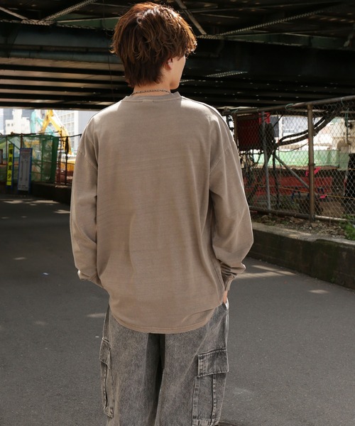 SIDEWAY STANCE（サイドウェイスタンス）の「【SIDEWAY STANCE】ピグメント加工 オリジナルプリント 長袖Tシャツ（Tシャツ/カットソー・メンズ・ブラック/ブラウン系1/ブラウン系/ブラック系/ブラック系1/ブラウン・SMALL/LARGE/MEDIUM/X-LARGE）」の10枚目の写真