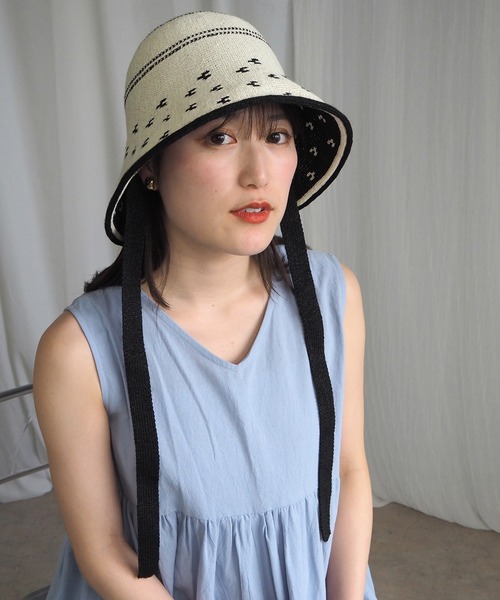 minia(ミニア)の「リボン付きニットバケットハット(ハット・レディース・ブラック/アイボリー・FREE)」の5枚目の写真