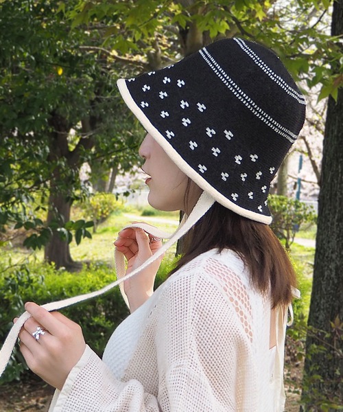 minia(ミニア)の「リボン付きニットバケットハット(ハット・レディース・ブラック/アイボリー・FREE)」の18枚目の写真