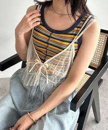 チュールリボンキャミビスチェ
