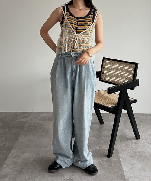 kutir（クティール）の「チュールリボンキャミビスチェ（ベスト・レディース・チャコールグレー/ブラック/ブルー/グリーン/アイボリー・FREE）」の11枚目の写真