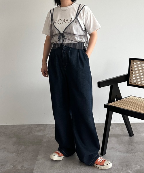 kutir（クティール）の「チュールリボンキャミビスチェ（ベスト・レディース・チャコールグレー/ブラック/ブルー/グリーン/アイボリー・FREE）」の20枚目の写真