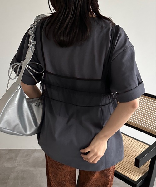 kutir（クティール）の「チュールリボンキャミビスチェ（ベスト・レディース・チャコールグレー/ブラック/ブルー/グリーン/アイボリー・FREE）」の15枚目の写真