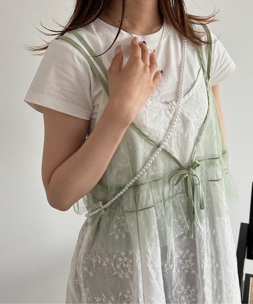 セール】チュールリボンキャミビスチェ（ベスト）｜kutir