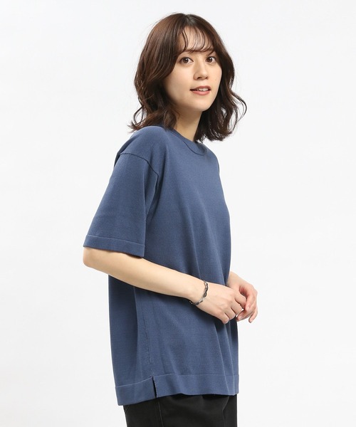 GLOBAL WORK Smile Seed Store（グローバルワーク スマイルシードストア）の「UVサマーニットTシャツ半袖/992452（ニット/セーター・レディース・ブルー系その他6/ブラック×ホワイト/アイボリー/ブラック・SMALL/MEDIUM/X-LARGE/LARGE）」の4枚目の写真