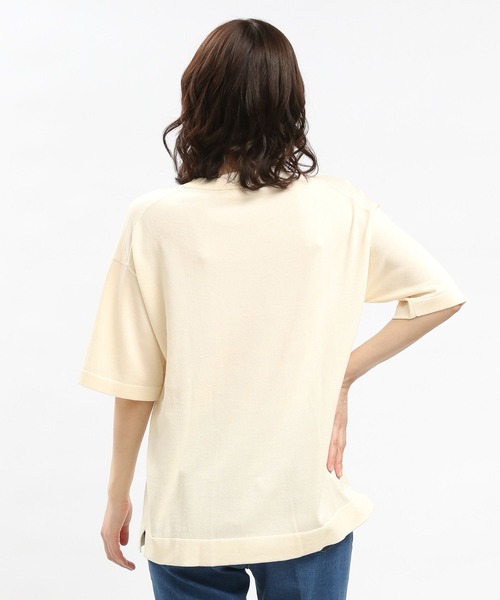 GLOBAL WORK Smile Seed Store（グローバルワーク スマイルシードストア）の「UVサマーニットTシャツ半袖/992452（ニット/セーター・レディース・ブルー系その他6/ブラック×ホワイト/アイボリー/ブラック・SMALL/MEDIUM/X-LARGE/LARGE）」の10枚目の写真