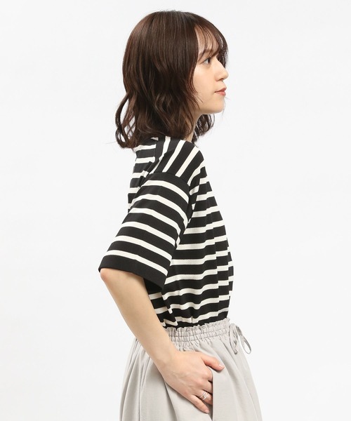 GLOBAL WORK Smile Seed Store（グローバルワーク スマイルシードストア）の「UVサマーニットTシャツ半袖/992452（ニット/セーター・レディース・ブルー系その他6/ブラック×ホワイト/アイボリー/ブラック・SMALL/MEDIUM/X-LARGE/LARGE）」の21枚目の写真