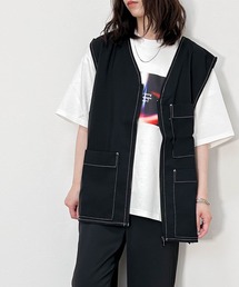 ハーフジップ」に該当するベスト（ブラック/黒色系