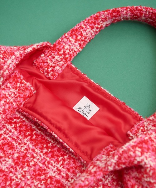 Dot＆Stripes CHILD WOMAN（ドットアンドストライプス　チャイルドウーマン）の「ファンシーツイードチェック トートバッグ（トートバッグ・レディース・ピンク・FREE）」の6枚目の写真