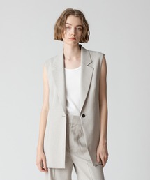 allureville | 【セットアップ対応可能】麻調カルゼサイドオープンジレ(ベスト)