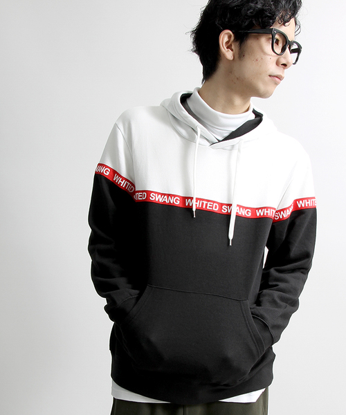 WEGO（ウィゴー）の「WEGO/テープロゴプルパーカー（パーカー・メンズ・グレー/ホワイト・LARGE/MEDIUM）」の2枚目の写真