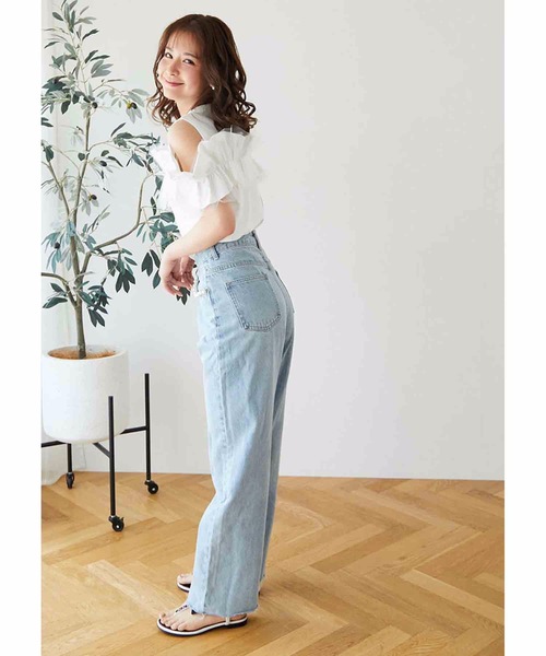 M y u（ミュー）の「フリル×チュール オープンショルダー TOPS（Tシャツ/カットソー・レディース・ブラック/ホワイト・SM/ML）」の7枚目の写真