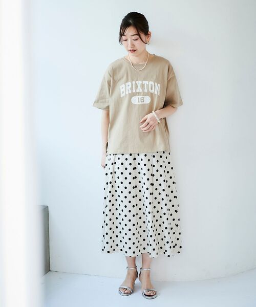 セール】《手洗い可能》ドットフロントタックロングスカート