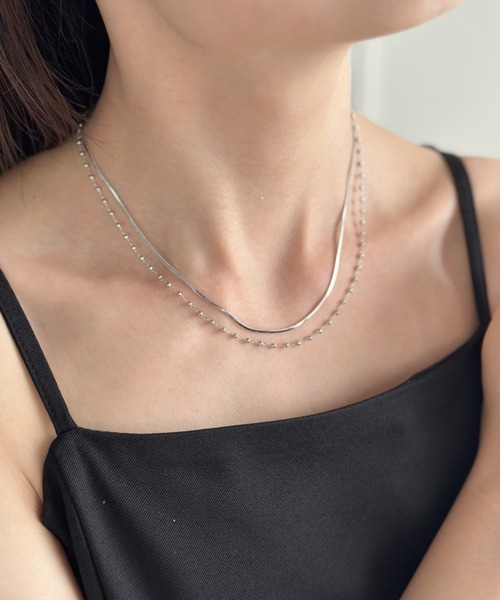 sowang(ソワン)の「ボールチェーンレイヤードネックレス-ball chain layered necklace-(ネックレス・レディース・シルバー/ゴールド・FREE)」の2枚目の写真