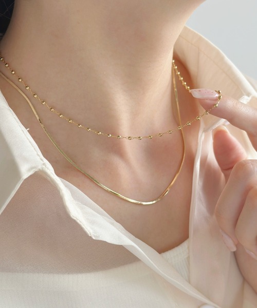 sowang(ソワン)の「ボールチェーンレイヤードネックレス-ball chain layered necklace-(ネックレス・レディース・シルバー/ゴールド・FREE)」の1枚目の写真