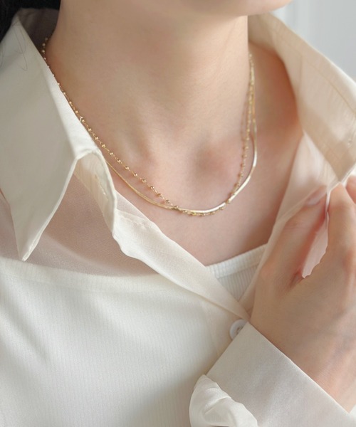 sowang(ソワン)の「ボールチェーンレイヤードネックレス-ball chain layered necklace-(ネックレス・レディース・シルバー/ゴールド・FREE)」の18枚目の写真