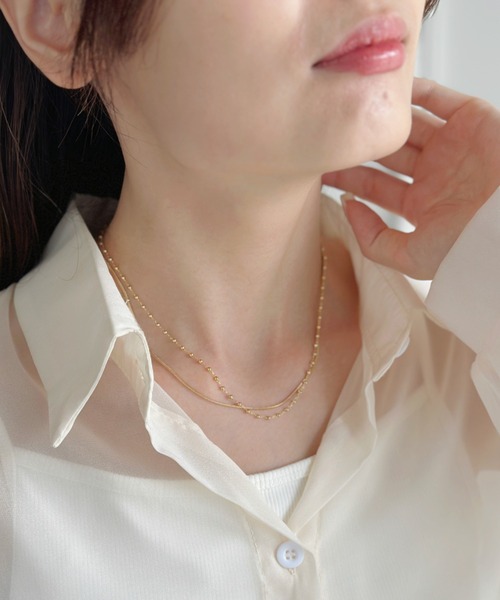 sowang(ソワン)の「ボールチェーンレイヤードネックレス-ball chain layered necklace-(ネックレス・レディース・シルバー/ゴールド・FREE)」の4枚目の写真