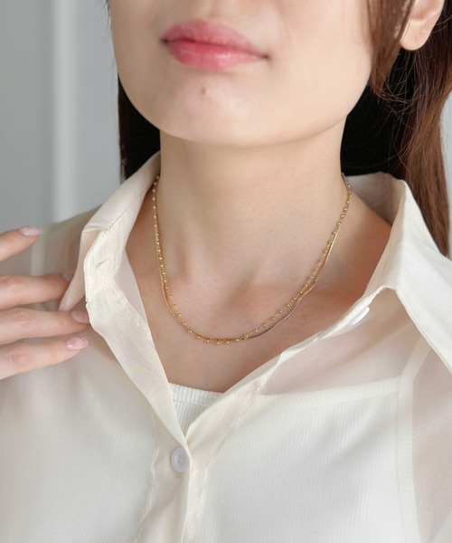 sowang(ソワン)の「ボールチェーンレイヤードネックレス-ball chain layered necklace-(ネックレス・レディース・シルバー/ゴールド・FREE)」の5枚目の写真
