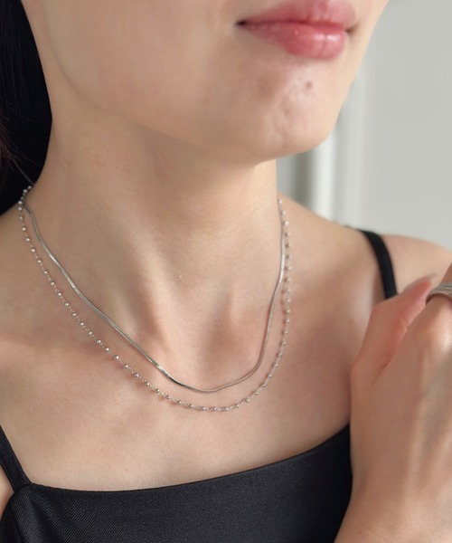 sowang(ソワン)の「ボールチェーンレイヤードネックレス-ball chain layered necklace-(ネックレス・レディース・シルバー/ゴールド・FREE)」の14枚目の写真
