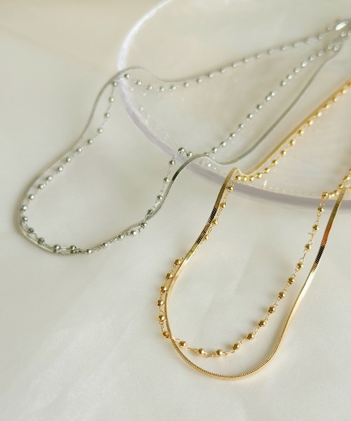 sowang(ソワン)の「ボールチェーンレイヤードネックレス-ball chain layered necklace-(ネックレス・レディース・シルバー/ゴールド・FREE)」の3枚目の写真