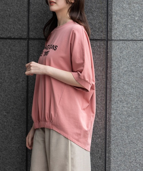 Munich（ミューニック）の「コットンジャージレタードプリントプルオーバー（Tシャツ/カットソー・レディース・ホワイト/ピンク/アイボリー/ブルーグレー・FREE）」の15枚目の写真