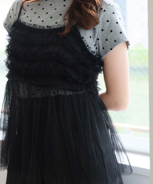 Girly Doll(ガーリードール)の「2WAYチュールキャミ(キャミソール・レディース・グレー/アイボリー/ブラック・F)」の10枚目の写真