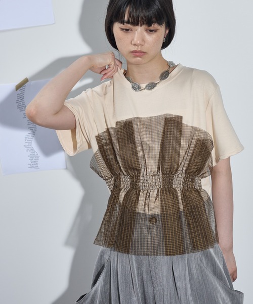 THE YOn（ザヨン）の「チュールビスチェレイヤードTシャツ（Tシャツ