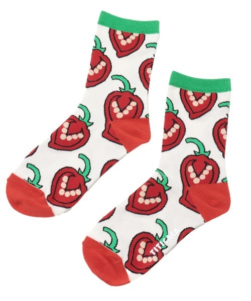 チチカカ（チチカカ）の「フードモチーフソックス 23-25cm（ソックス/靴下・レディース・イエロー/ホワイト/ブルー・FREE）」の5枚目の写真