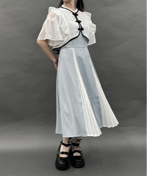 axes femme POETIQUE(アクシーズファムポエティック)の「レイヤード風チャイナワンピース(ワンピース・レディース・グレー/ワイン/ブラック・MEDIUM)」の2枚目の写真