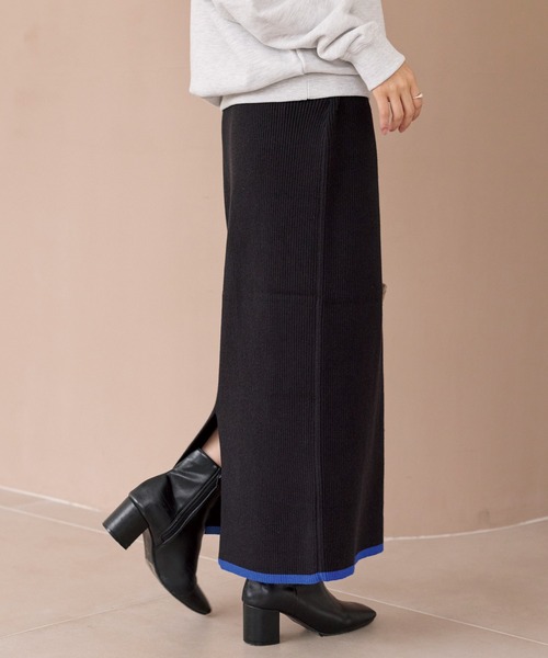 LAVEANGE（ラビアンジェ）の「【洗える】バイカラーリブニットスカート（スカート・レディース・アイボリー/ブラック/グレー/ブラウン/チャコールグレー・M/4L/3L/F）」の10枚目の写真