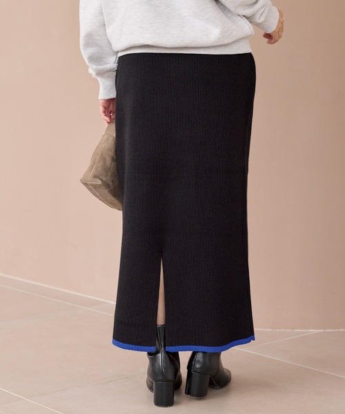 LAVEANGE（ラビアンジェ）の「【洗える】バイカラーリブニットスカート（スカート・レディース・アイボリー/ブラック/グレー/ブラウン/チャコールグレー・M/4L/3L/F）」の11枚目の写真