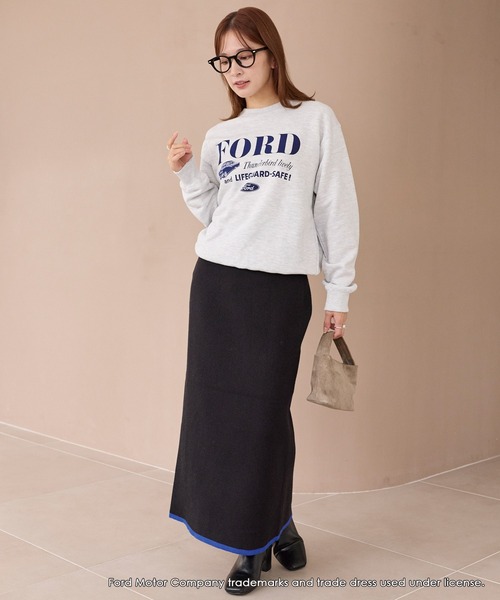 LAVEANGE（ラビアンジェ）の「【洗える】バイカラーリブニットスカート（スカート・レディース・アイボリー/ブラック/グレー/ブラウン/チャコールグレー・M/4L/3L/F）」の13枚目の写真