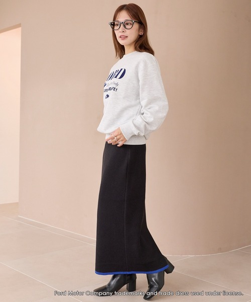 LAVEANGE（ラビアンジェ）の「【洗える】バイカラーリブニットスカート（スカート・レディース・アイボリー/ブラック/グレー/ブラウン/チャコールグレー・M/4L/3L/F）」の15枚目の写真