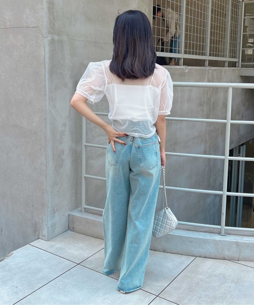 INGNI（イング）の「チュールドロストトップス（シャツ/ブラウス・レディース・オフホワイト/ピンクベージュ/ブラック・M）」の13枚目の写真